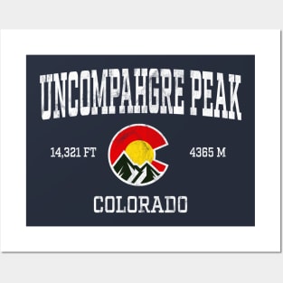 Uncompahgre Peak Colorado 14ers Vintage Athletic Mountains Posters and Art